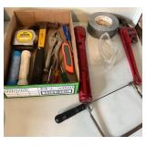 Hand Tools Including Tape Measure, Flashlight, and