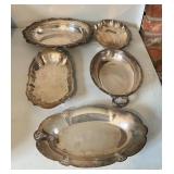 Five Silver-Plated Serving Trays in Various Design