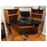 Corner Computer Desk with Multiple Shelves and Key