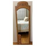 Wood Framed Mirror With Floral Detailing and Woode