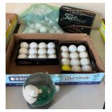Titleist Golf Balls and Decorative Golf-Themed Wat