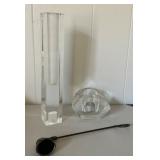 2 Orrefors Crystal Candleholders , Metal Wick Snuf