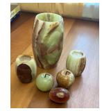 Carved Onyx Vase and Fruit Decor