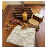 Decorative and Household Items Including Wooden Ba