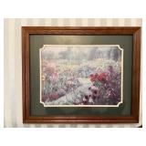 Framed and Matted Artwork Depicting a Floral Garde
