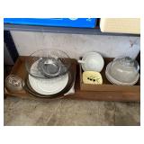 Shelf Lot of Glass and Ceramic Tableware