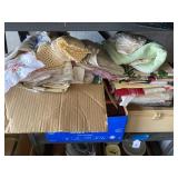 Shelf Lot of Assorted Linens Including Embroidered