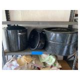 Black Speckled Enamelware Pots and Lids