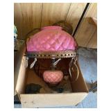 Pink Glass Hanging Kerosene or Oil Lamp with Brass