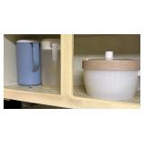 Three Plastic Items: Two Pitchers and One Salad Sp