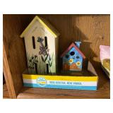 Two Hand-Painted Decorative Birdhouses