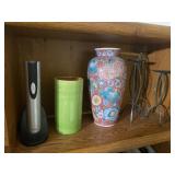Electric Wine Opener, 2 Ceramic Vases, and 3 Metal