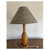 Wooden Table Lamp with Marble-Effect Shade and Ele