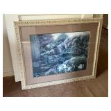 Framed Artwork of Garden Scene with Bridge and Str