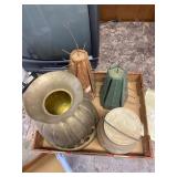 Metal and Wooden Decorative Items Including Brass