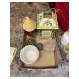 Decorative Items Including Lantern, Vase, and Bowl