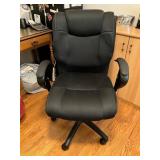 Black Fabric Swivel Office Chair with Padded Armre