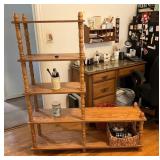 Wooden Shelf Unit with Turned Posts, 57" x 48" x 1