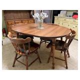 Wooden Dining Set with Oval Table and Four Chairs,