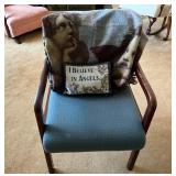 Armchair with Blue Upholstery, Angel Throw Blanket