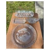 Etched and Pressed Glass Christmas and Serving Pla