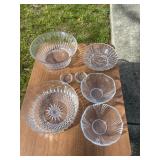 Clear Cut Glass Bowls and Dishes with Decorative P