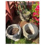 3 Decorative Concrete Pots