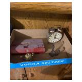 Dominoes, Mechanical Alarm Clock, Brass Frog Figur