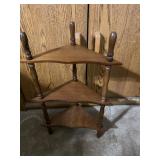 Three-Tier Wooden Corner Shelf with Triangular She