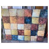 Patchwork-Style Painting on Board, 40x32, Dated 20