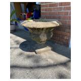 Concrete Garden Urn with Decorative Details and Vi