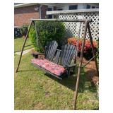Outdoor Metal Swing Stand with Black Adirondack-St