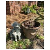 Garden Decor Lot with Girl Bench Figurine and Deco