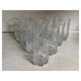 10 Clear Glass Tumblers with Etched Pattern