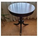 Round Wooden Pedestal Table with Brass-Claw Feet