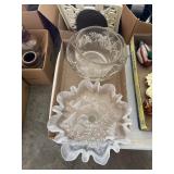 Cut Glass and Frosted Glass Bowls with Decorative