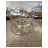 Glass Punch Bowl with Chipped Base