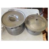 Two Large Metal Cooking Pots With Lids