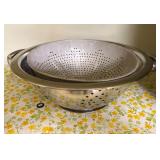 Two Metal Colanders with Handles for Drainage and