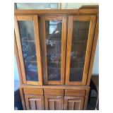 Oak China Cabinet with Glass Doors and Storage