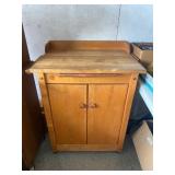 Wooden Bar Cart on Wheels with Storage Cabinet