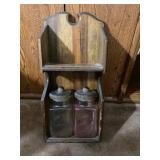 Wooden Wall-Mounted Shelf with Two Glass Storage J