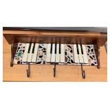 Music Note Shelving Unit with Coat Rack, 35 Inches