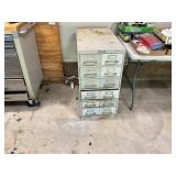 12-Drawer Metal Cabinet with Contents, 16 x 28.5 x