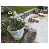 Large Heavy Concrete Planters with Decorative Reli