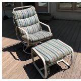 Outdoor Patio Swivel Chair and Ottoman with Cushio