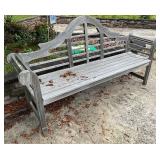 6-Foot Teak Wood Bench with Decorative Backrest
