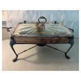 Sheridan Silver Plate and Pyrex Chafing Dish with
