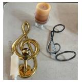 Music Note Candle Holders in Brass and Metal Desig