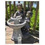 Plastic faux Concrete Fountain with Boy and Girl F